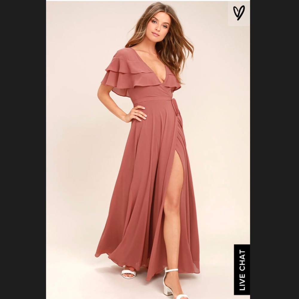Rusty Rose Maxi Wrap Dress